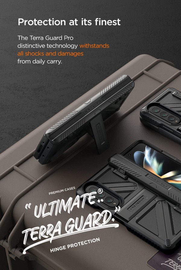 Galaxy Z Fold 4 Terra Guard Ultimate Case All in One Premium Sturdy Hinge Protection Case and Kickstand (Tempered Glass Screen Protector Included) by VRS Design - Matte Black - Image 2