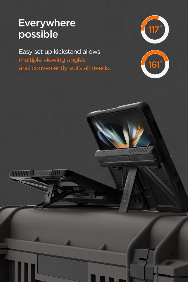 Galaxy Z Fold 4 Terra Guard Ultimate Case All in One Premium Sturdy Hinge Protection Case and Kickstand (Tempered Glass Screen Protector Included) by VRS Design - Matte Black - Image 4