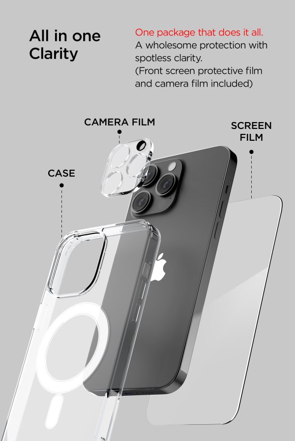 03 iPhone 14 Pro Max Crystal Mixx Non-Slip Grip Case, Magsafe Clear but Sturdy Case with Tempered Glass Screen and Camera Protector By VRS Design - Clear - Image 3