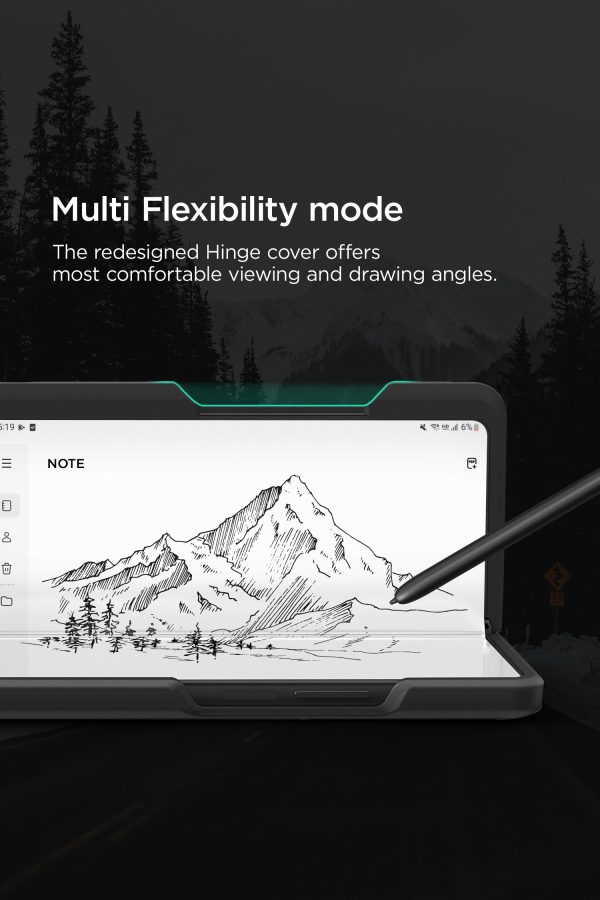 Galaxy Z Fold 4 Terra Guard Modern Pro Case by VRS Design Modern Neat Style Case with S Pen Holder and Multi Angle Kickstand (Tempered Glass Screen Protector Included) - Matte Black - Image 6