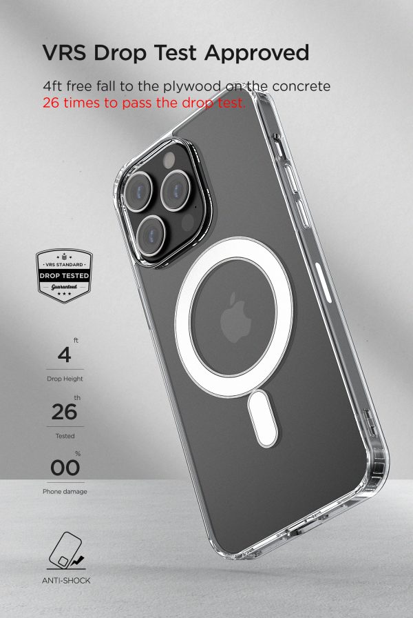 06 iPhone 14 Pro Max Crystal Mixx Non-Slip Grip Case, Magsafe Clear but Sturdy Case with Tempered Glass Screen and Camera Protector By VRS Design - Clear - Image 6