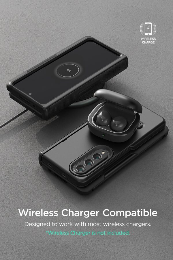 Galaxy Z Fold 4 Terra Guard Modern Pro Case by VRS Design Modern Neat Style Case with S Pen Holder and Multi Angle Kickstand (Tempered Glass Screen Protector Included) - Matte Black - Image 7