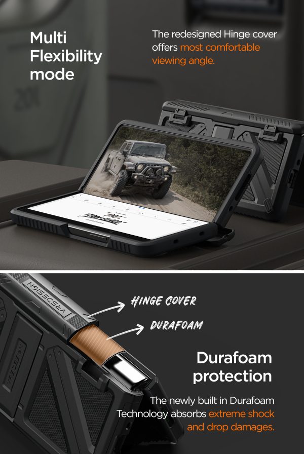 Galaxy Z Fold 4 Terra Guard Ultimate Case All in One Premium Sturdy Hinge Protection Case and Kickstand (Tempered Glass Screen Protector Included) by VRS Design - Matte Black - Image 9