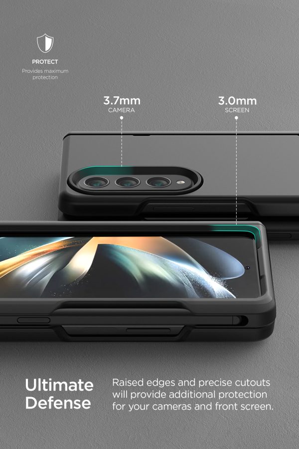 Galaxy Z Fold 4 Terra Guard Modern Pro Case by VRS Design Modern Neat Style Case with S Pen Holder and Multi Angle Kickstand (Tempered Glass Screen Protector Included) - Matte Black - Image 8