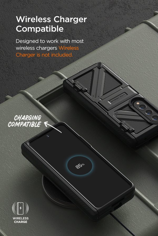 Galaxy Z Fold 4 Terra Guard Ultimate Case All in One Premium Sturdy Hinge Protection Case and Kickstand (Tempered Glass Screen Protector Included) by VRS Design - Matte Black - Image 10