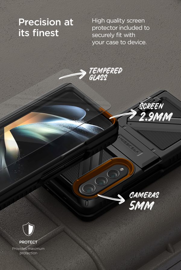 Galaxy Z Fold 4 Terra Guard Ultimate Case All in One Premium Sturdy Hinge Protection Case and Kickstand (Tempered Glass Screen Protector Included) by VRS Design - Matte Black - Image 13