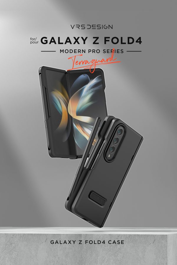 Galaxy Z Fold 4 Terra Guard Modern Pro Case by VRS Design Modern Neat Style Case with S Pen Holder and Multi Angle Kickstand (Tempered Glass Screen Protector Included) - Matte Black - Image 12