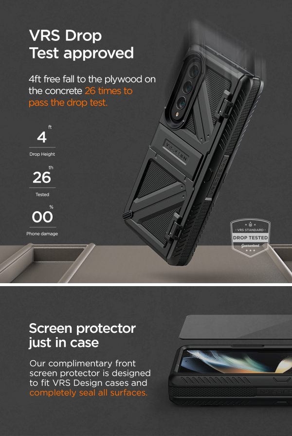 Galaxy Z Fold 4 Terra Guard Ultimate Case All in One Premium Sturdy Hinge Protection Case and Kickstand (Tempered Glass Screen Protector Included) by VRS Design - Matte Black - Image 15