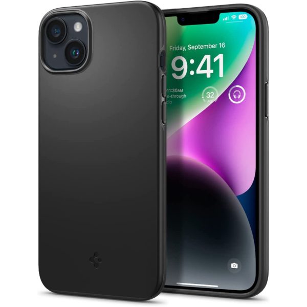 14 plus thin fit matte black spigen case Apple iPhone 14 Plus Thin Fit Slim Case by Spigen - ACS04773 - Matte Black - Image 1