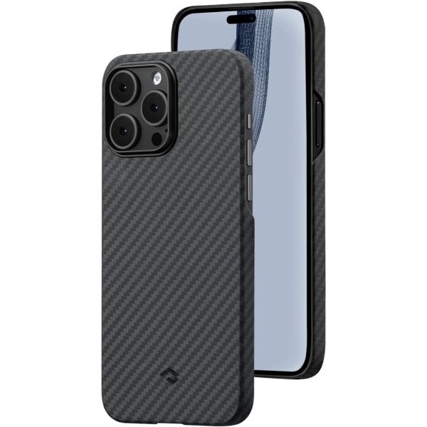 14 pro max magez case 3 pitaka 1500D Black grey twill iPhone 14 Pro MagEZ Case 3 MagSafe Compatible Carbon Fiber Magnetic Case by PITAKA - Black / Grey Twill 1500D - Image 1