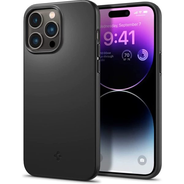 14 pro max spigen thin fit case matte black Apple iPhone 14 Pro Thin Fit Slim Case by Spigen - ACS04780 - Matte Black - Image 1