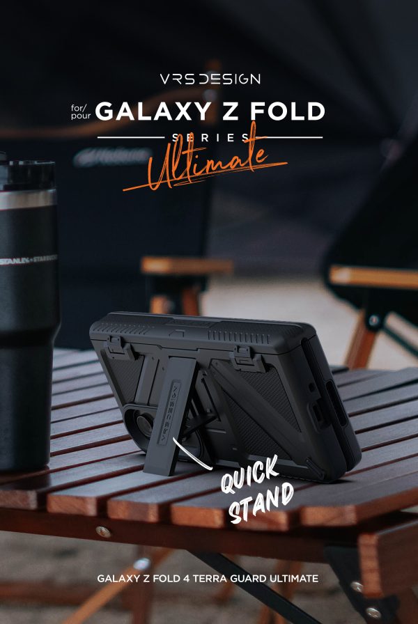 Galaxy Z Fold 4 Terra Guard Ultimate Case All in One Premium Sturdy Hinge Protection Case and Kickstand (Tempered Glass Screen Protector Included) by VRS Design - Matte Black - Image 17