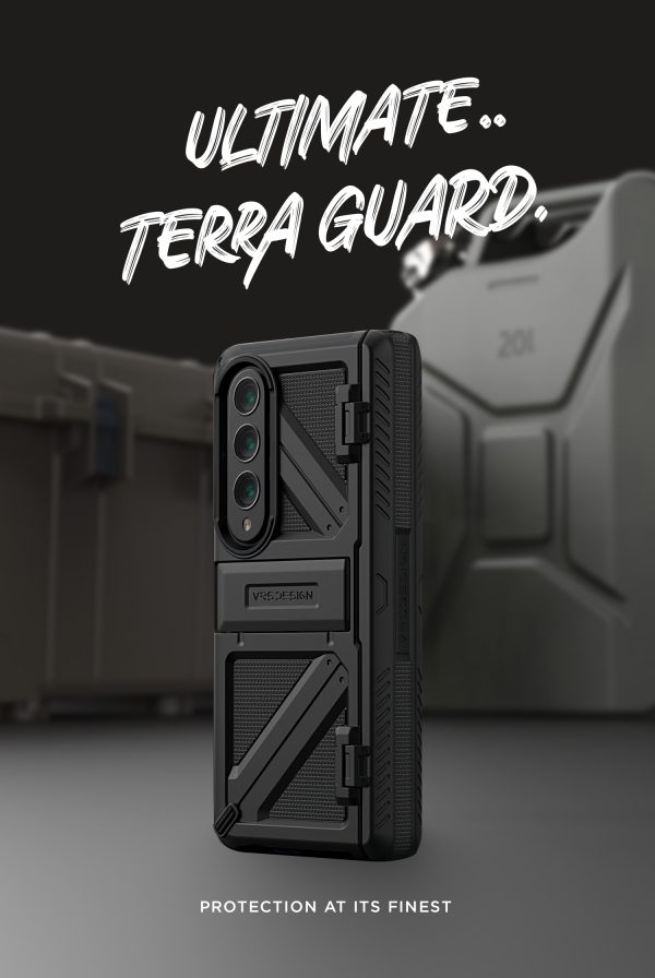 Galaxy Z Fold 4 Terra Guard Ultimate Case All in One Premium Sturdy Hinge Protection Case and Kickstand (Tempered Glass Screen Protector Included) by VRS Design - Matte Black - Image 18
