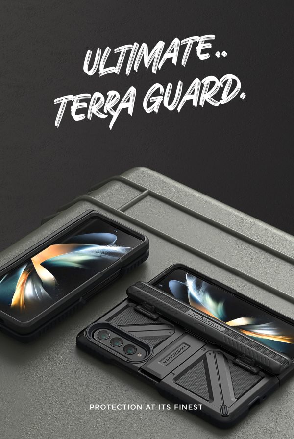 Galaxy Z Fold 4 Terra Guard Ultimate Case All in One Premium Sturdy Hinge Protection Case and Kickstand (Tempered Glass Screen Protector Included) by VRS Design - Matte Black - Image 19