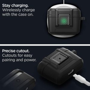 Apple AirPods Pro (2019) Case Spigen LockFit with Secure Lock Clip Matte Black - ACS04755 - Image 2