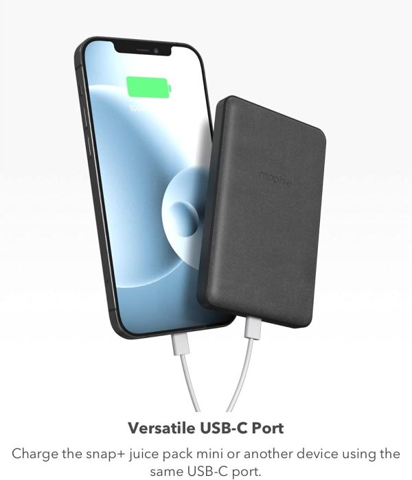 mophie Snap+ Juice Pack Mini - Wireless Portable Magnetic Charger with 5000 mAh Internal Battery, Compatible with MagSafe & Qi-Enabled Smartphones - Black - Image 5