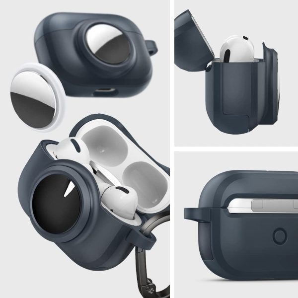 Apple AirPods Pro (2019) Case Tag Armor Duo Designed for Airpods Pro Case and AirTag Case Cover with Keychain - Metal Slate - ACS04390 - Image 3