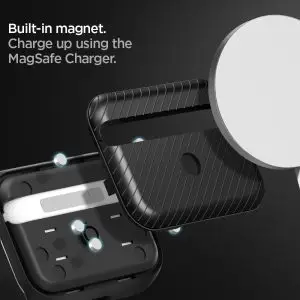 Apple AirPods Pro (2019) Case Spigen Mag Armor MagFit - Matte Black - ACS03645 - Image 2