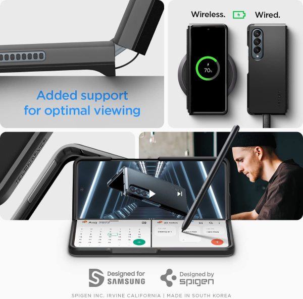 Galaxy Z Fold 4 Tough Armor Case with Hinge Protection by Spigen - ACS05105 - Matte Black - Image 7