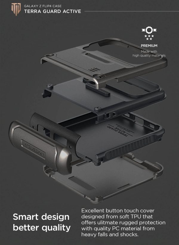 Galaxy Z Flip 4 Ultra Terra Guard Active Case by VRS Design - Matte Black - Image 2