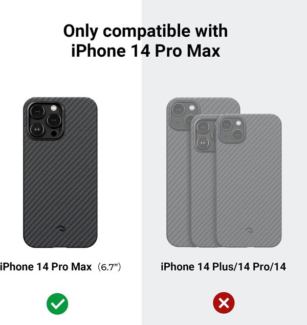 iPhone 14 Pro Max MagEZ Case 3 MagSafe Compatible Carbon Fiber Magnetic Case by PITAKA - Black / Grey Twill 1500D - Image 2