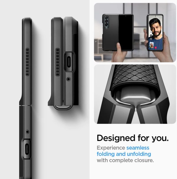 Galaxy Z Fold 4 Tough Armor Case with Hinge Protection by Spigen - ACS05105 - Matte Black - Image 3