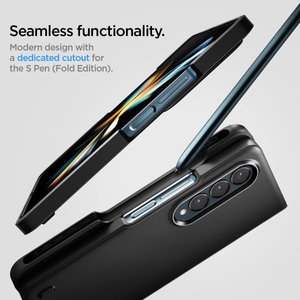 61McVaGJzKL._AC_SL1200_ Galaxy Z Fold 4 Thin Fit P Case with S Pen Holder by Spigen - ACS05099 - Matte Black - Image 5