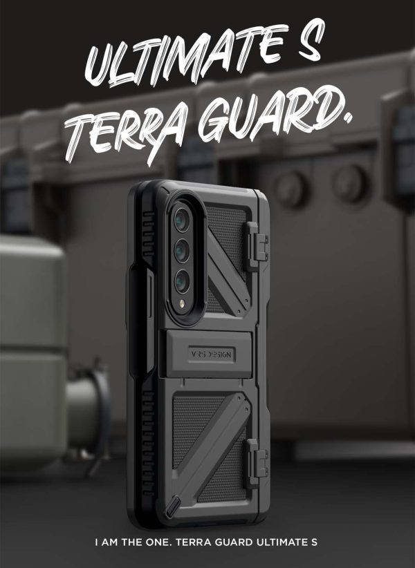 Galaxy Z Fold 4 Terra Guard Ultimate S Case All in One Premium Sturdy Hinge Protection Case with S Pen Compartment and Kickstand (Tempered Glass Screen Protector Included) by VRS Design - Matte Black - Image 5