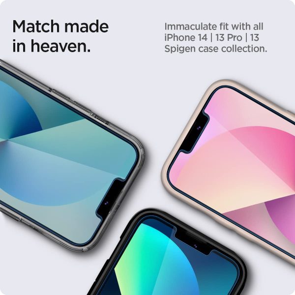 Apple iPhone 14 / 13 Pro / 13 EZ Fit Screen Protector Case Friendly by Spigen - 2 PACK - AGL03385 - Image 5