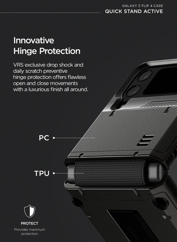Galaxy Z Flip 4 QuickStand Active Kickstand Case by VRS Design - Metal Black - Image 6