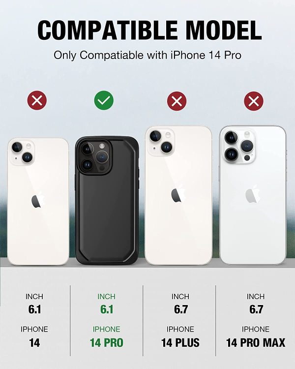 iPhone 14 Pro Raptic Slim Case, Military Grade 6ft Drop Protection, Shockproof, Anti-Yellowing Technology Case -  Black - Image 2