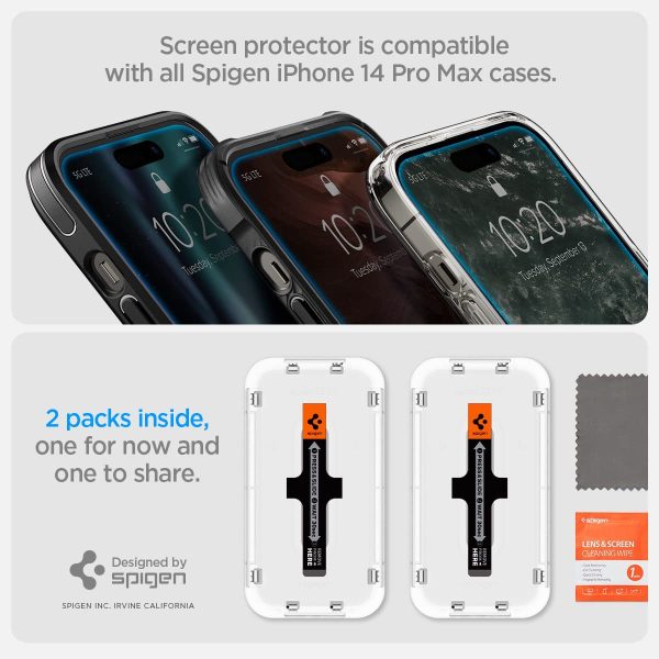 Apple iPhone 14 Pro Max EZ Fit Screen Protector Case Friendly by Spigen - 2 PACK - AGL05202 - Image 5