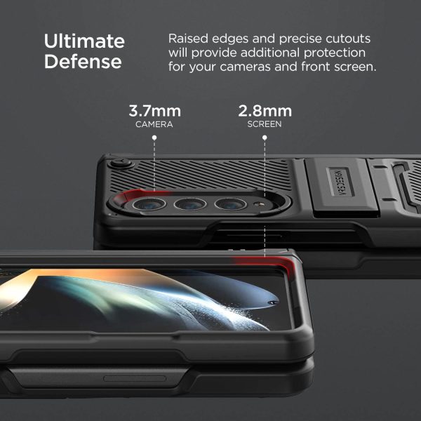 Galaxy Z Fold 4 Terra Guard Active S Case by VRS Design Premium [Multi Functional Hinge Protection - Pen Cover + Protection] Case with Multi Angle Kickstand and Screen Protector - Matte Black - Image 4