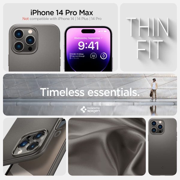 Apple iPhone 14 Pro Max Thin Fit Slim Case by Spigen - ACS04767 - Gunmetal - Image 5