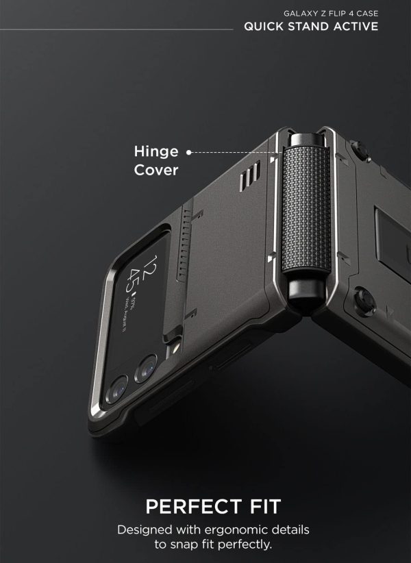 Galaxy Z Flip 4 QuickStand Active Kickstand Case by VRS Design - Metal Black - Image 3