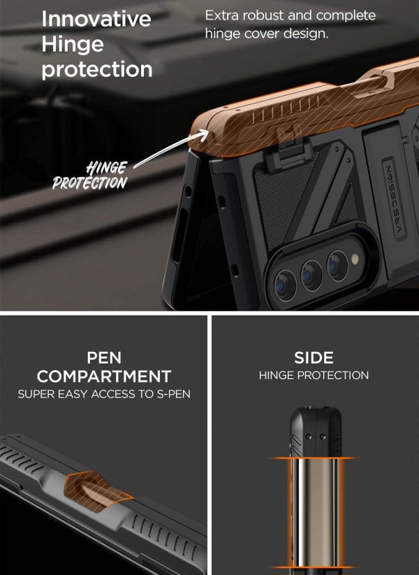 Galaxy Z Fold 4 Terra Guard Ultimate S Case All in One Premium Sturdy Hinge Protection Case with S Pen Compartment and Kickstand (Tempered Glass Screen Protector Included) by VRS Design - Matte Black - Image 2