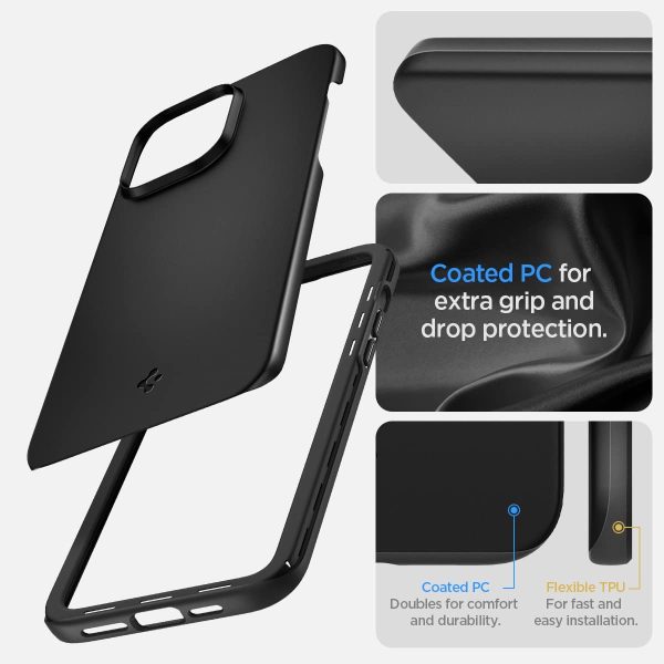 61j8F-OpNML._AC_SL1200_ Apple iPhone 14 Pro Thin Fit Slim Case by Spigen - ACS04780 - Matte Black - Image 4