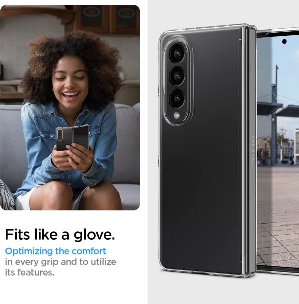 61l6oukPRRL._AC_SL1200_ Galaxy Z Fold 4 Air Skin Non Yellowing Case by Spigen - ACS05104 - Crystal Clear - Image 2