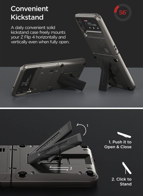 Galaxy Z Flip 4 QuickStand Active Kickstand Case by VRS Design - Metal Black - Image 4