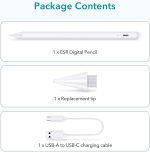 ESR Stylus Pen for iPad, Touch Screen Stylus, Tilt Sensitivity, Magnetic Attachment, Palm Rejection, Active Pen for iPad 9/8/7/6, iPad Pro 11, iPad Pro 12.9, iPad Mini 6/5, and iPad Air 5/4/3, White - Image 2