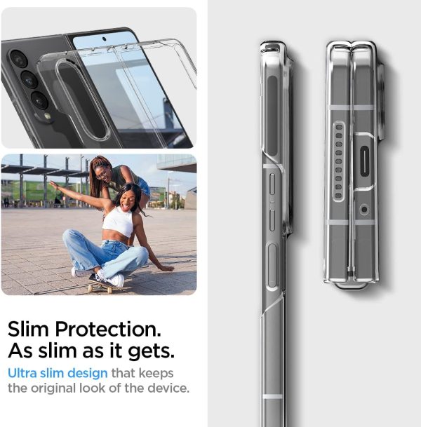 61t6tHGev6L._AC_SL1200_ Galaxy Z Fold 4 Air Skin Non Yellowing Case by Spigen - ACS05104 - Crystal Clear - Image 6