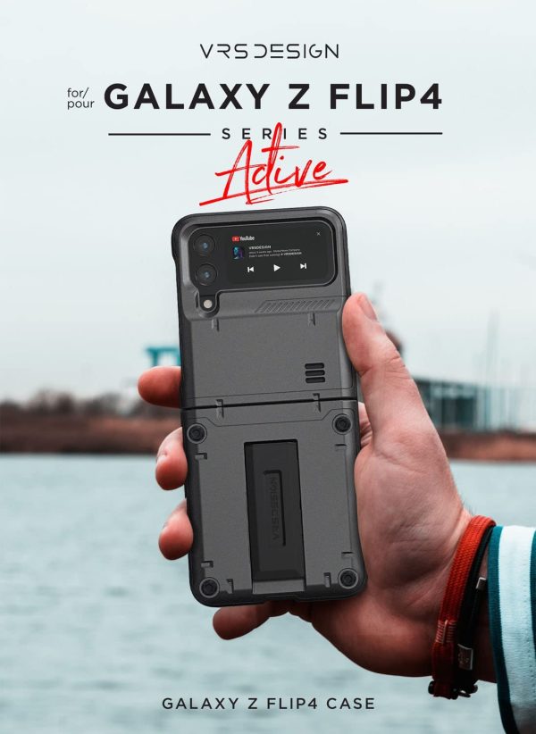 Galaxy Z Flip 4 QuickStand Active Kickstand Case by VRS Design - Metal Black - Image 7