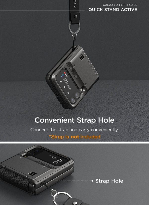 Galaxy Z Flip 4 QuickStand Active Kickstand Case by VRS Design - Metal Black - Image 9
