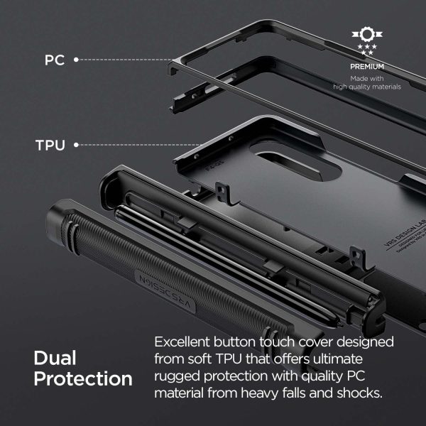 Galaxy Z Fold 4 Terra Guard Active S Case by VRS Design Premium [Multi Functional Hinge Protection - Pen Cover + Protection] Case with Multi Angle Kickstand and Screen Protector - Matte Black - Image 9