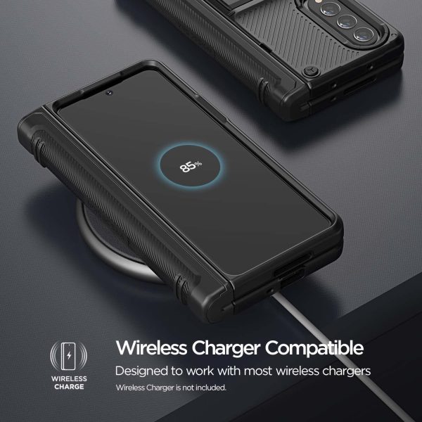 Galaxy Z Fold 4 Terra Guard Active S Case by VRS Design Premium [Multi Functional Hinge Protection - Pen Cover + Protection] Case with Multi Angle Kickstand and Screen Protector - Matte Black - Image 8