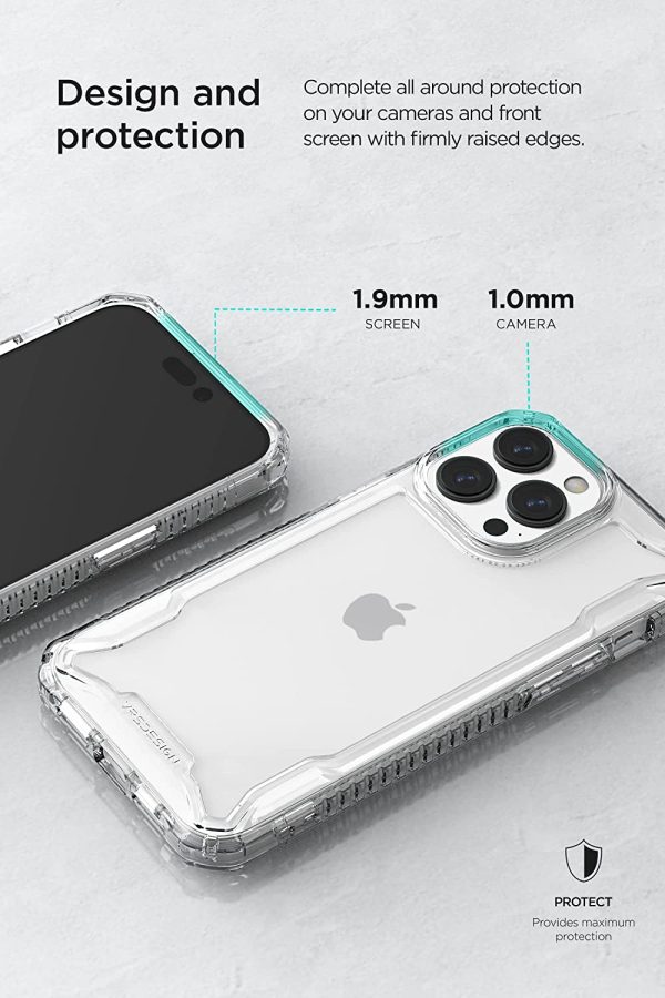 iPhone 14 Pro Terra Guard Crystal Case Non-Slip Grip Case, Clear but Sturdy Case with Tempered Glass Screen and Camera Protector By VRS Design - Clear - Image 3