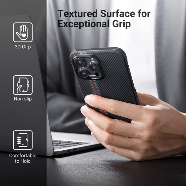 iPhone 14 Pro Max MagEZ Case 3 MagSafe Compatible Carbon Fiber Magnetic Case by PITAKA - Rhapsody 600D - Image 7