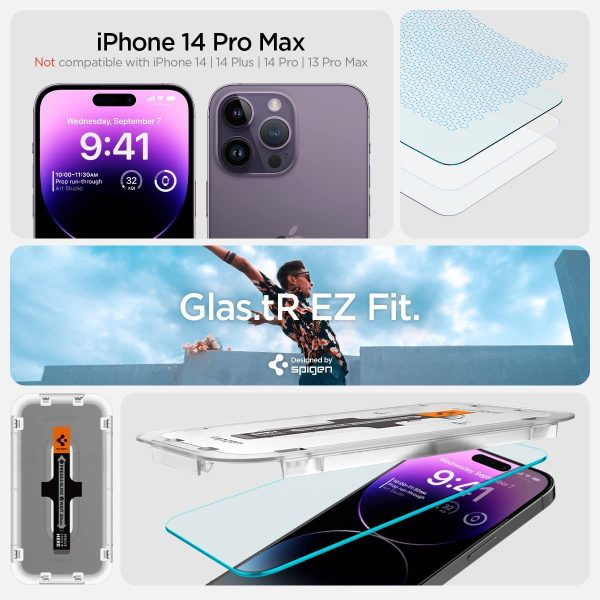 Apple iPhone 14 Pro Max EZ Fit Screen Protector Case Friendly by Spigen - 2 PACK - AGL05202 - Image 3