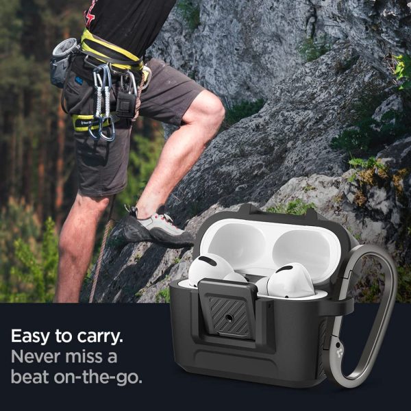 Apple AirPods Pro (2019) Case Spigen LockFit with Secure Lock Clip Matte Black - ACS04755 - Image 6