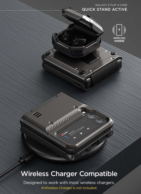 Galaxy Z Flip 4 QuickStand Active Kickstand Case by VRS Design - Metal Black - Image 8